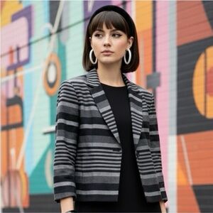 NEW Calvin Klein Black & Gray Striped Blazer
